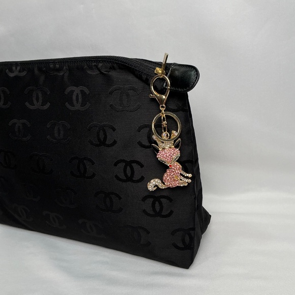 Fabulous rhinestone articulating head tail fox foxy crown crystal bag charm key - Picture 5 of 6